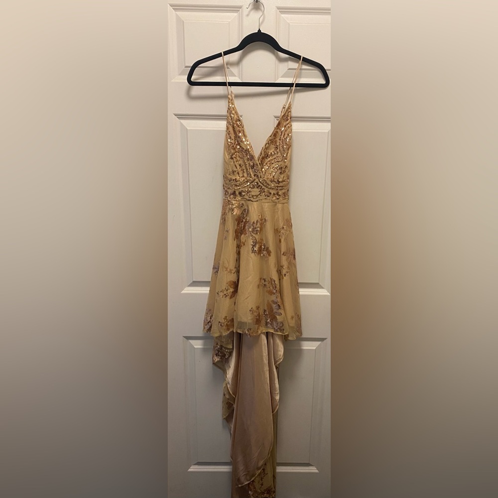 Gold Sequin Floral Dress